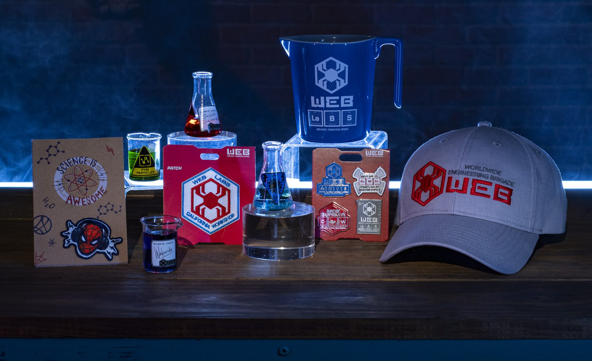 In Avengers Campus at Disney California Adventure Park in Anaheim, California, guests can commemorate their successful recruitment with a variety of household and novelty items including beaker-inspired mugs, toothpick holders, notepads, trading pins and patches. Avengers Campus opens summer 2020. 